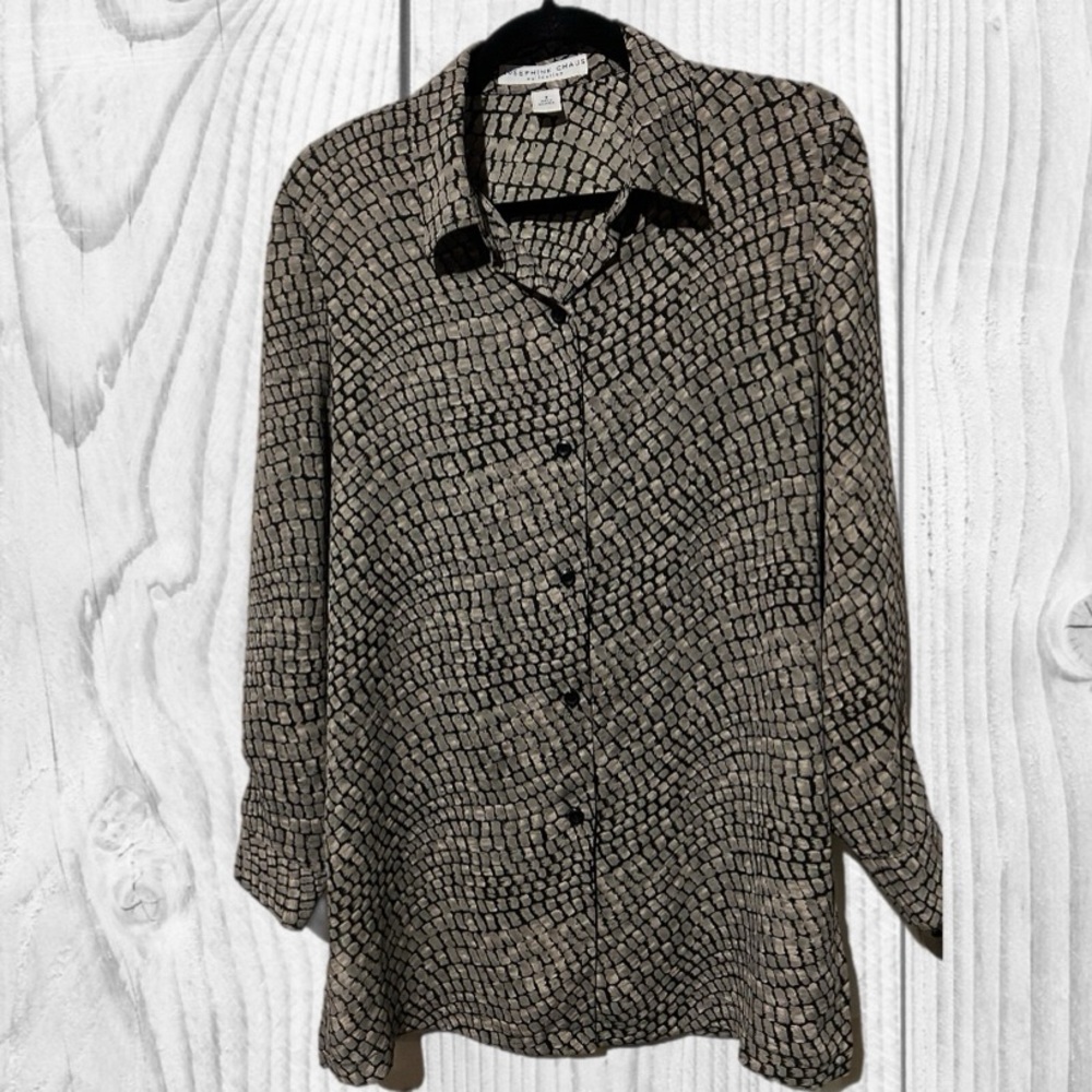 Josephine Chaus‎ Black and Cream Patterned Top size 8
